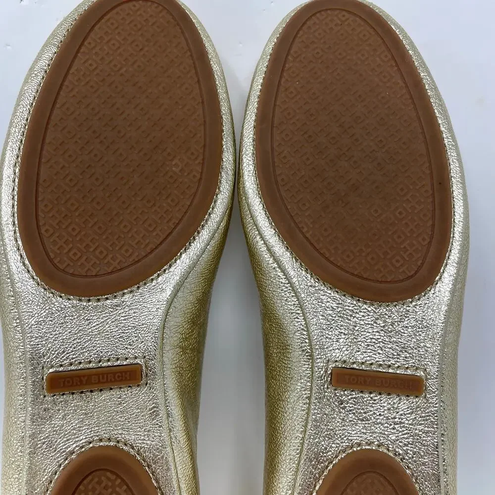 Tory Burch Gold Logo Ballet Flats